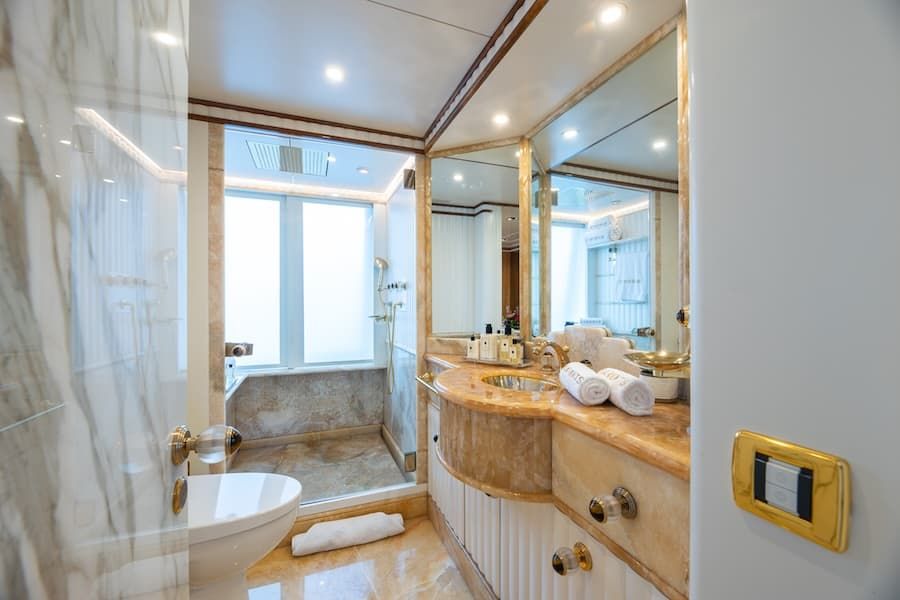 luxury bath, luxury living, superyacht charter vacations Greece