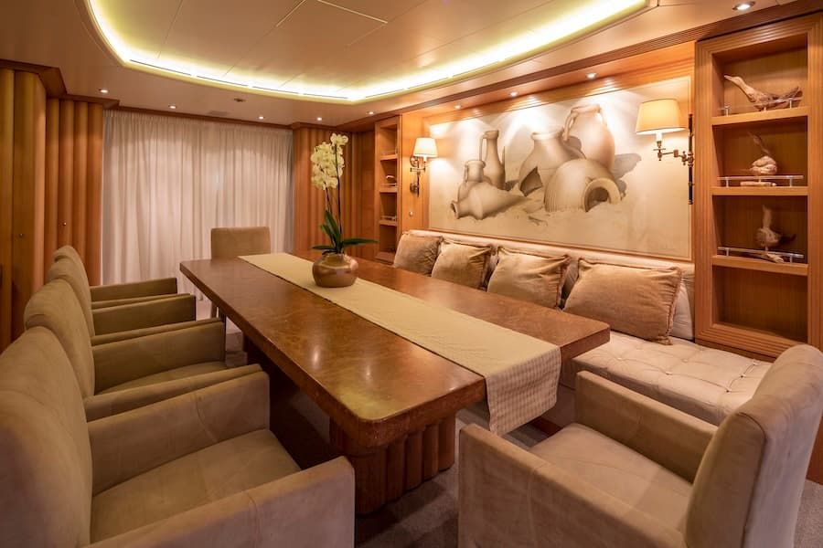 luxury salon, super yacht charter Greece, superyacht rentals