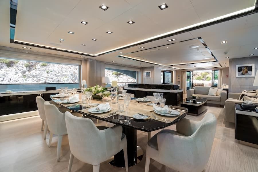luxury dining, super yacht vacations Greece, superyacht  Mathilde