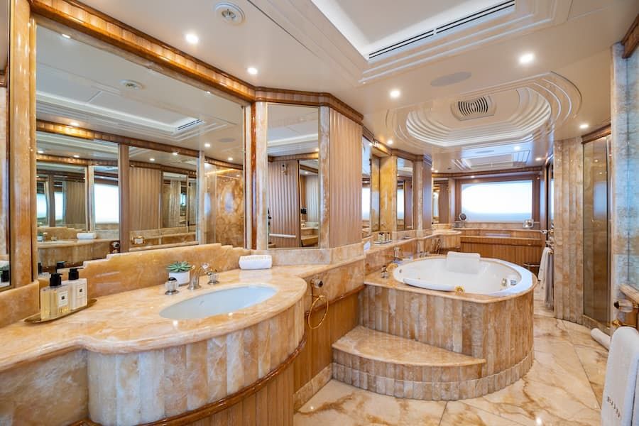 luxury bathroom, superyacht charter Mediterranean, superyachts Greece