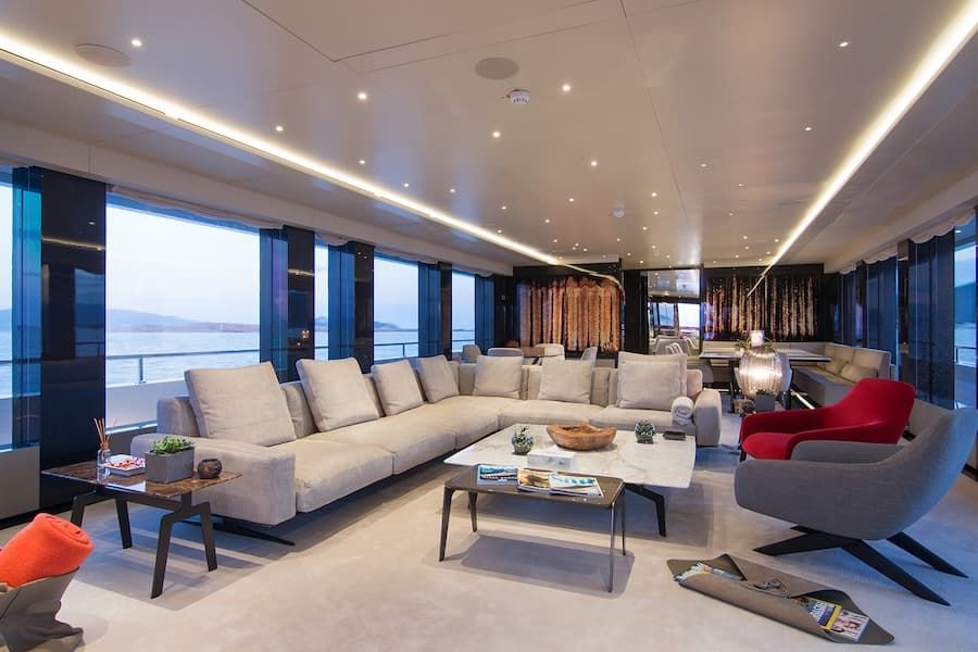 luxury interior, Greece superyacht charter, luxury yacht salon