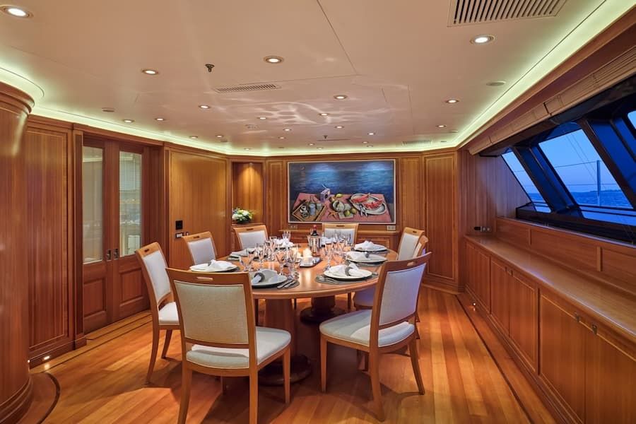 sailing yacht dining area, sailing yacht events Greece, Greek Islands