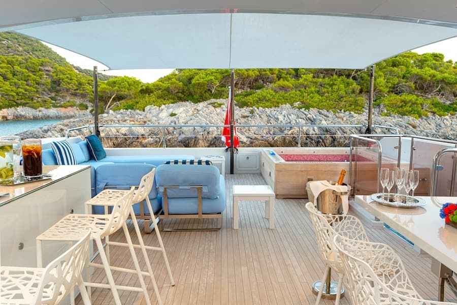 yachts upper deck, Greece superyacht charter, Greece yachts