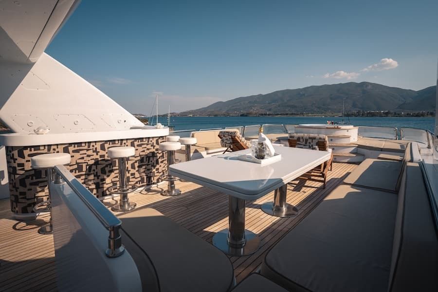 luxury sundeck, luxury superyacht charter Greece, superyacht Lady G