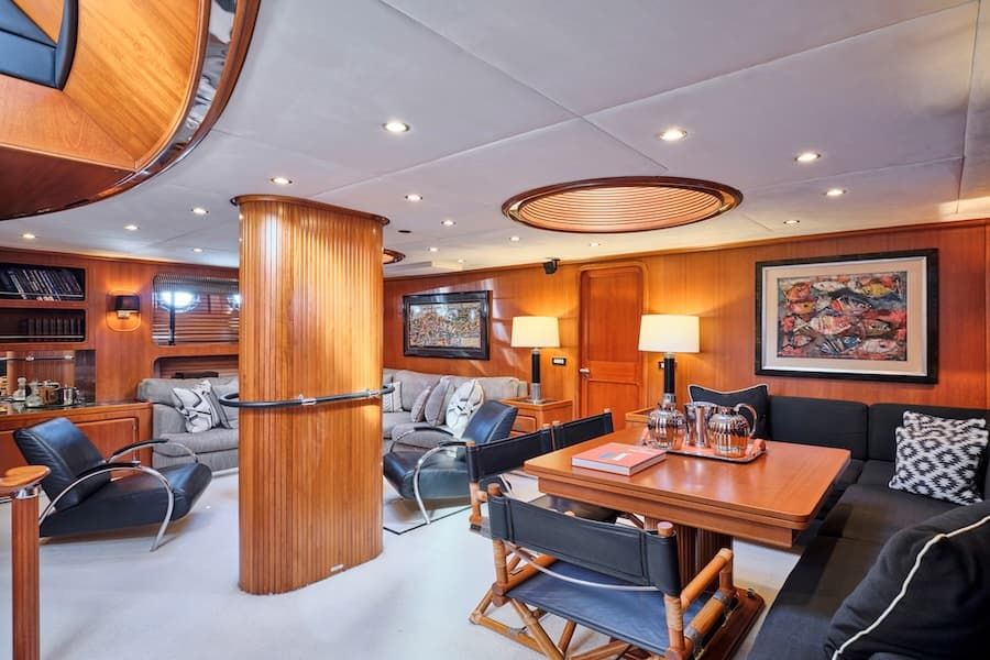 luxury salon, sailing yacht salon, sailing yacht charter Greece