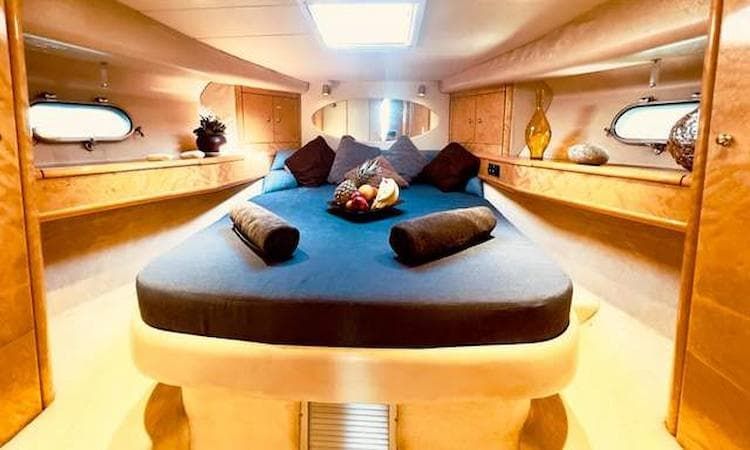 luxury yacht bedroom, day cruise Athens Riviera, motor yacht charters