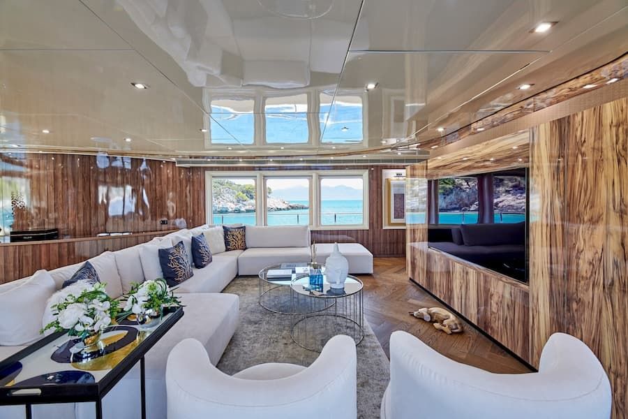 luxury yacht salon, luxury living Greece, superyacht vacations Greece