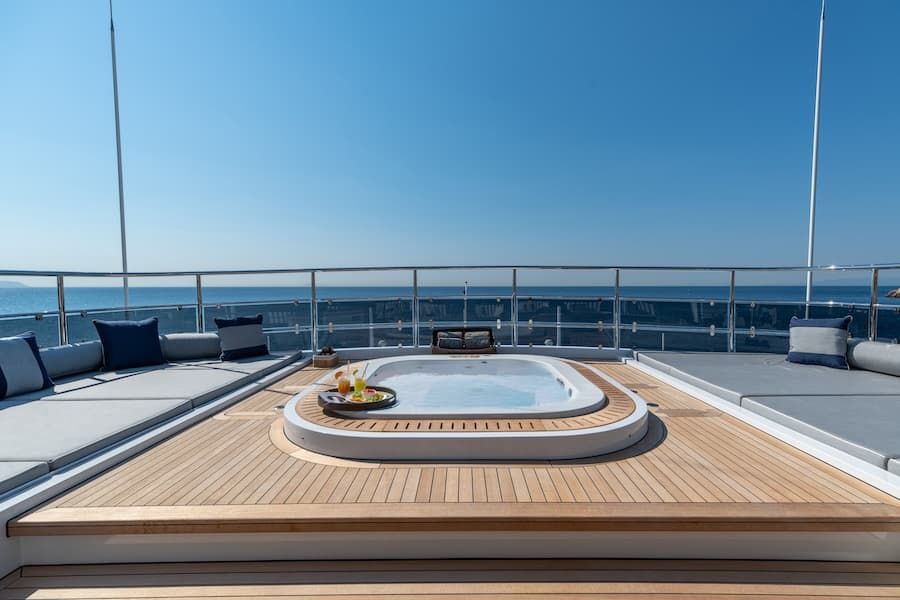superyacht upper deck, luxury yacht vacation, luxury yacht charter Greece