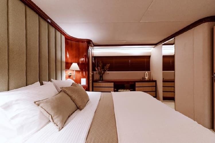 yacht accommodation, yacht bedroom, luxury living