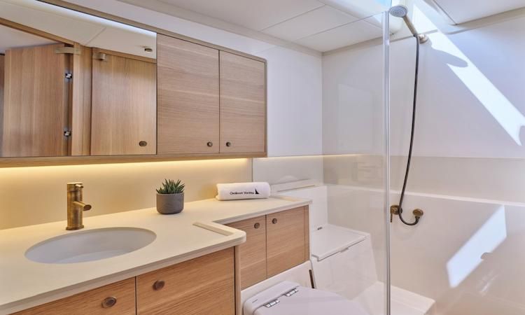luxury yacht bathroom, island hopping Greek Islands, Mykonos yachts