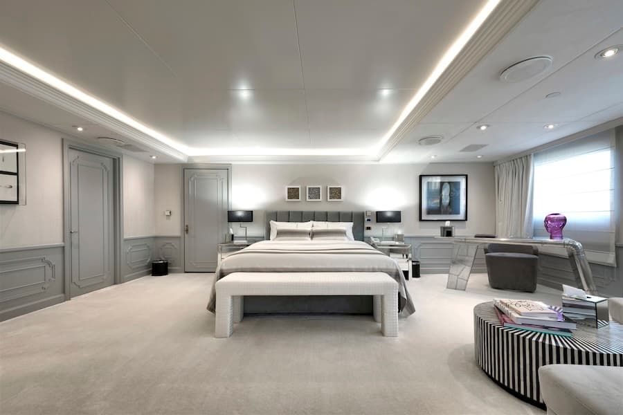 luxury accommodation, superyacht bedroom, super yacht charter Greece