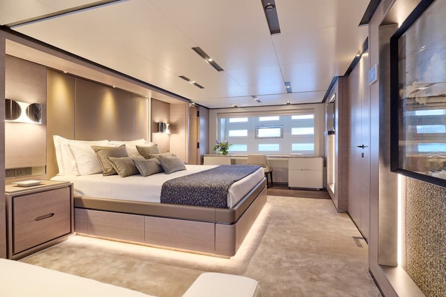 luxury bedroom, luxury living, superyacht charter Greece