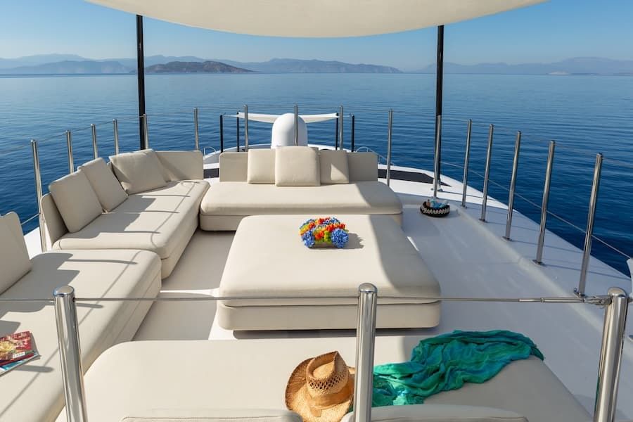 superyacht vacations Greek Islands, luxury sun deck,  luxury vacations Greece