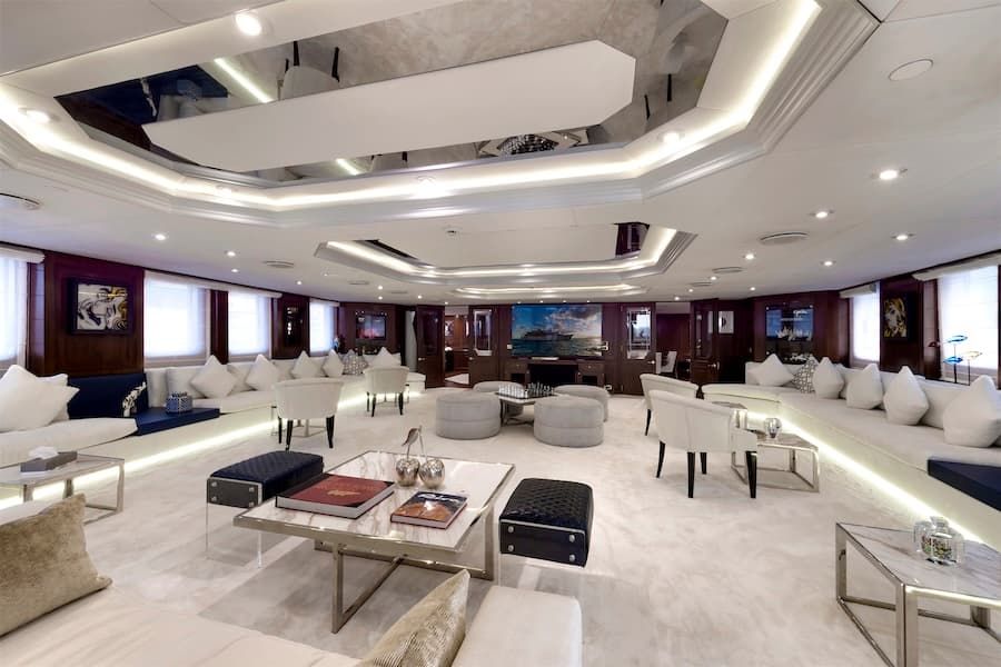 luxury salon, luxury superyacht rental, superyacht charter Greece