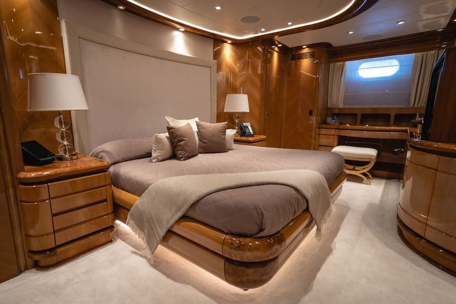 superyacht bedroom, yacht accommodation, superyacht charter Greece