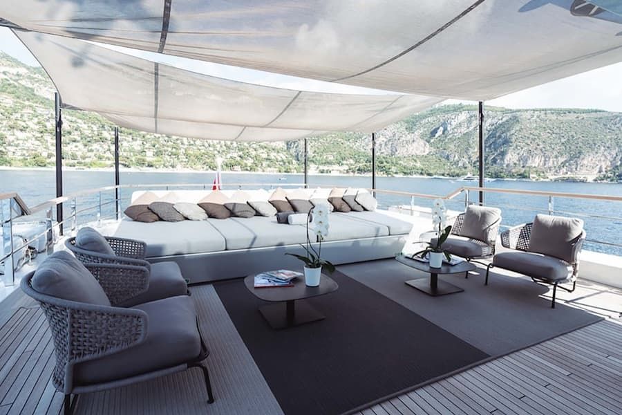 luxury upper deck, luxury yacht charter Greece, superyacht charter Greece
