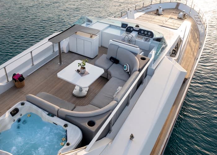 yacht deck, motor yacht vacation Greece, luxury vacations Greece