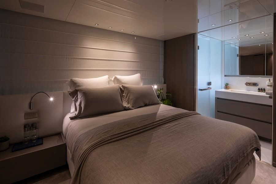 luxury accommodation, king size bed, luxury yacht charter Greece