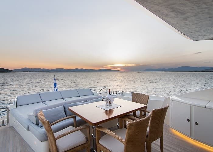 motor yacht sun deck, luxury lifestyle, luxury yacht vacation Greece
