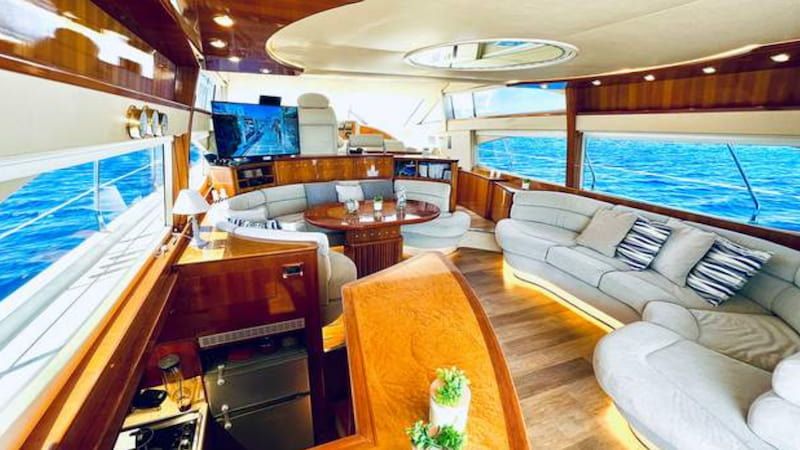 private yacht salon, day motor yacht charters Mykonos, Cyclades yachting