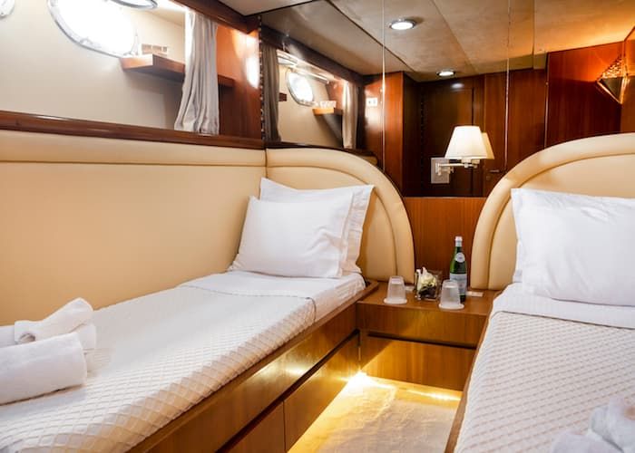single beds, yacht accommodation Greece, Athens motor yacht rental