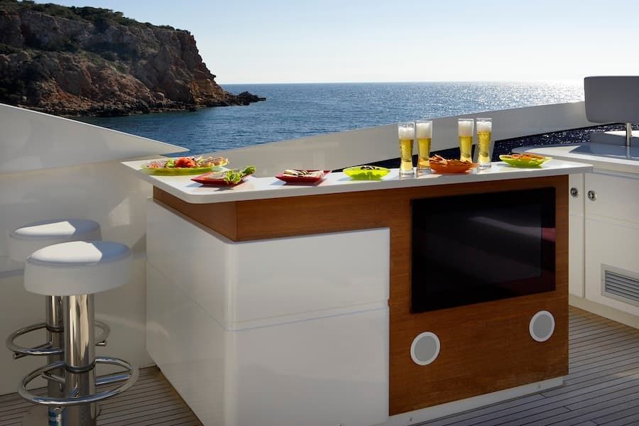 luxury sundeck, luxury yacht event, superyacht Dragon Greece