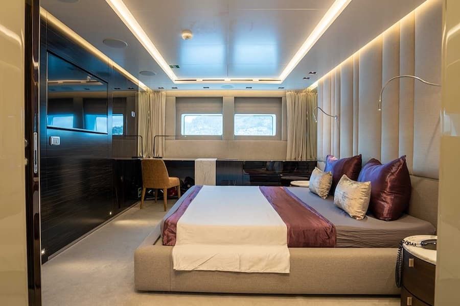 luxury bedroom, luxury yacht charter Greece, superyacht rental Greece