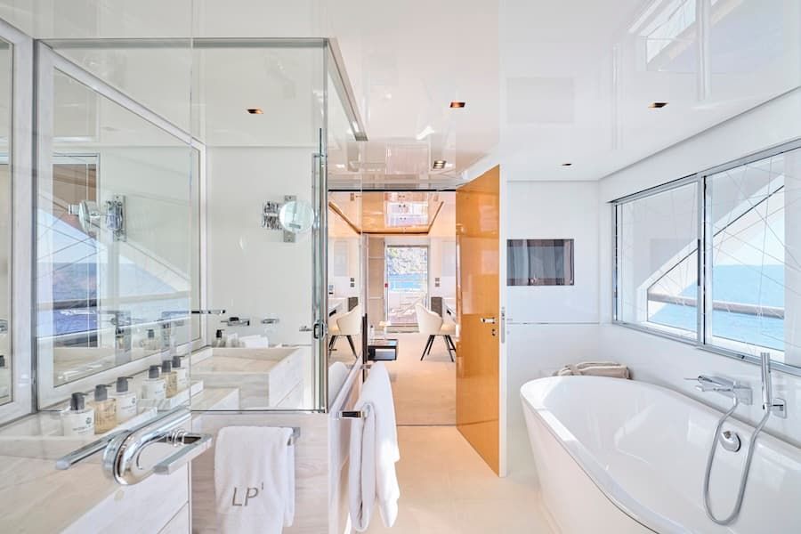 luxury bath, super yacht charters Greece, luxury living
