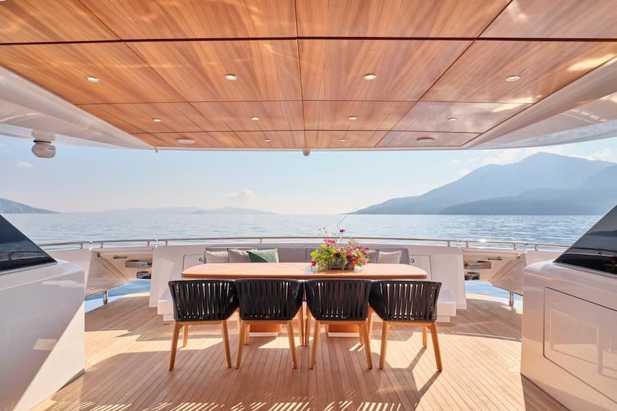luxury sun deck, Greece superyacht charter, luxury yacht charters