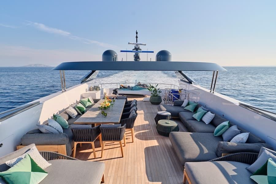 superyachts sunbeds, luxury yacht vacation, superyacht charter Greece