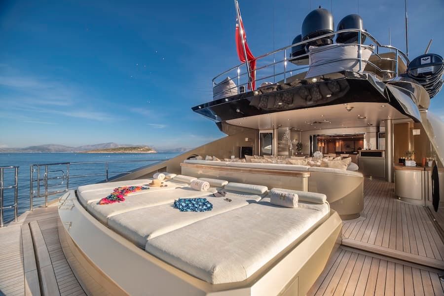 luxury sunbeds, wellbeing Greece, superyacht charter Greece