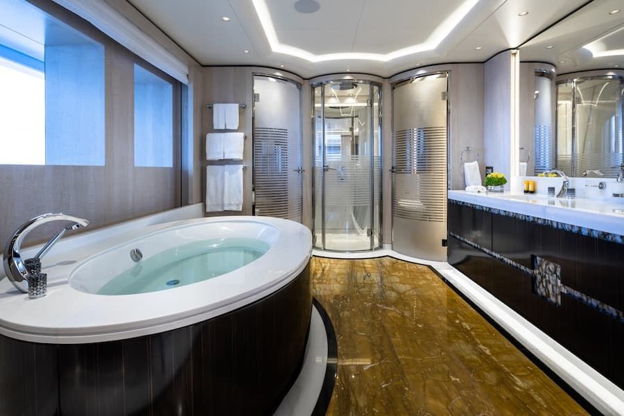 Opari bathroom, luxury bathroom, Opari luxury yacht charter