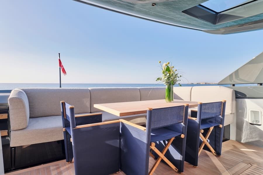 out door luxury salon, motor yacht vacations Greece, Duchess yacht