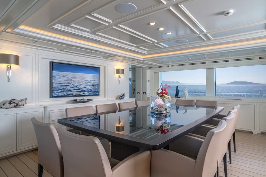 luxury dining, Greece superyacht vacation, luxury yacht Boji