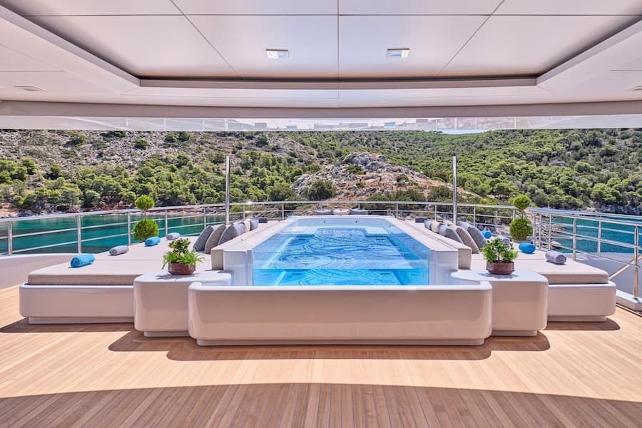 luxury superyacht deck, mega yacht charters, superyacht Optasia