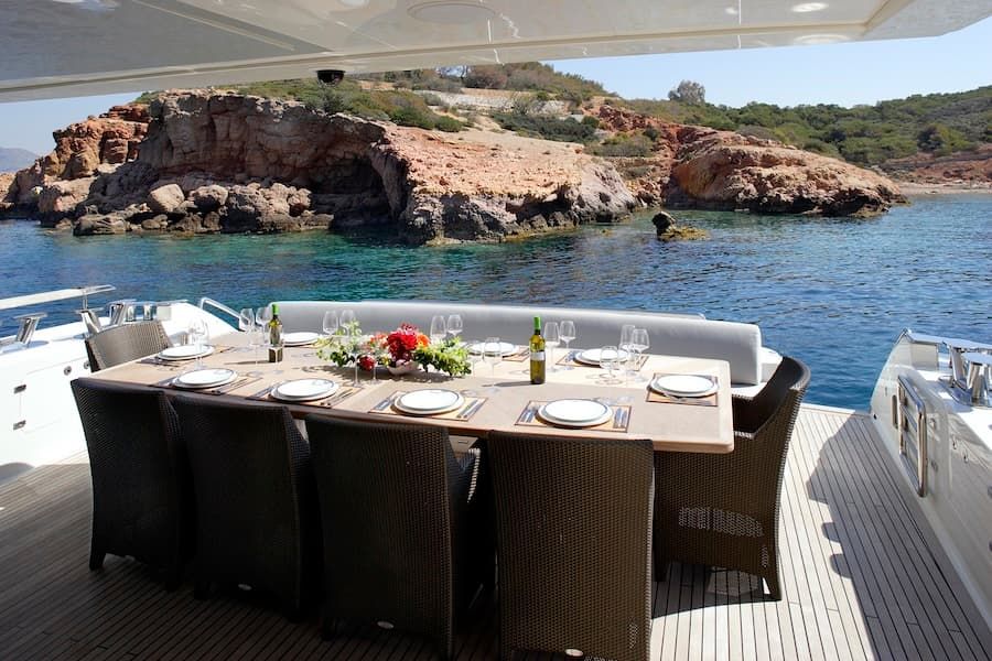 superyacht rental Greece, luxury yacht deck,  luxury vacations Greece