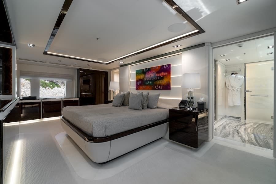 luxury bedroom, luxury living, superyacht charter Greece