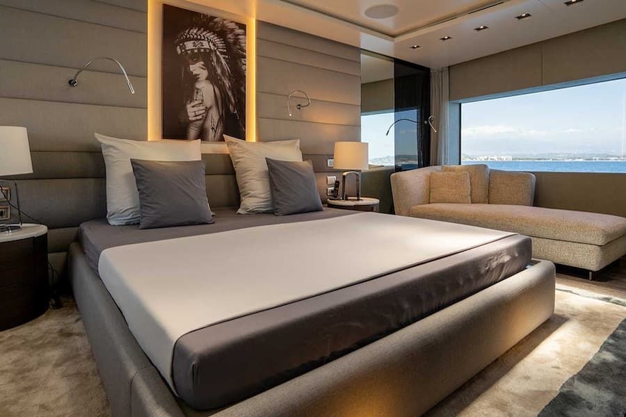 luxury bedroom, luxury living, superyacht rental Greece