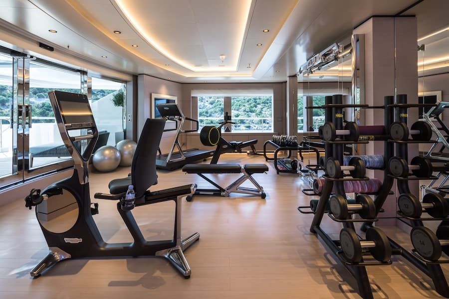 luxury gym, mega yacht Opari gym, luxury mega yacht rental