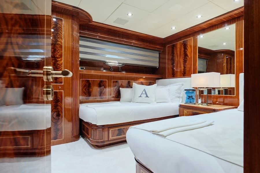 superyacht charter vacations Greece, luxury cabin, luxury lifestyle