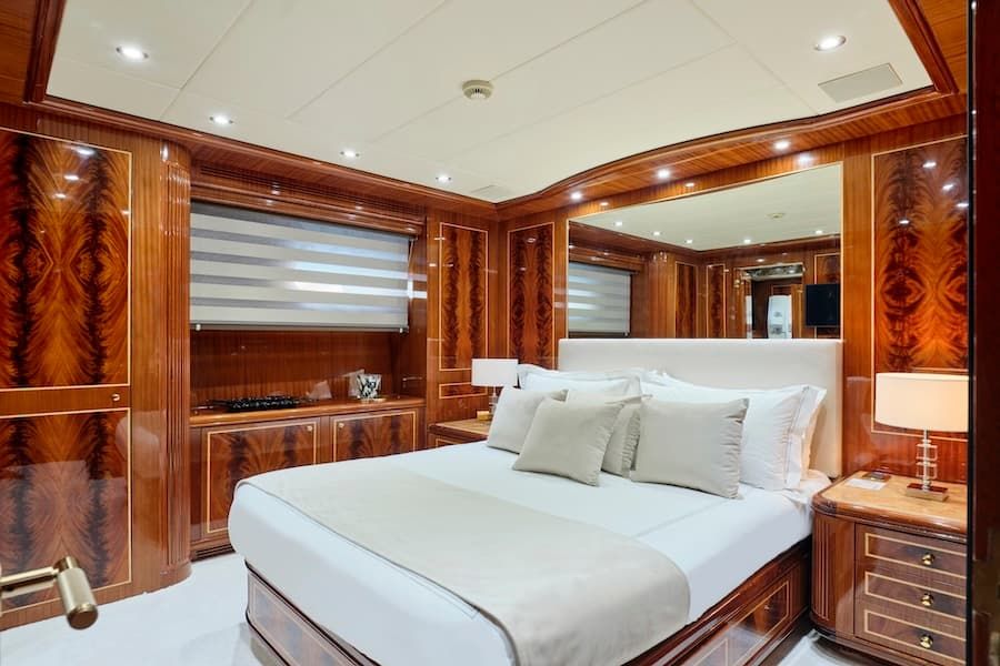 superyacht bedroom, luxury cabin, superyacht vacations Greece