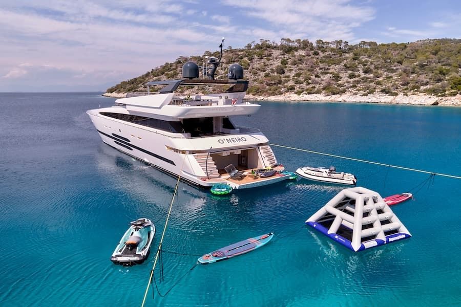 luxury yacht toys, super yacht vacations Greece, inflatable toys