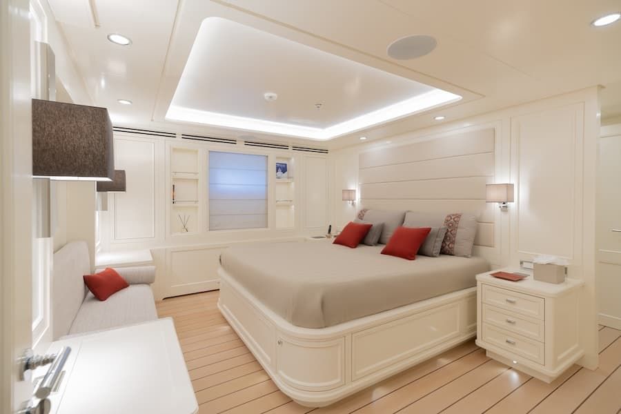 superyacht bedroom, luxury lifestyle, luxury yacht vacations Greece