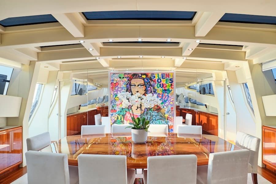 superyacht dining, fine dining, luxury superyacht charter Greece