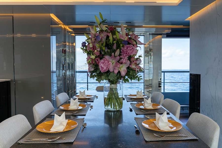 luxury dining, luxury living, superyacht charter Greece