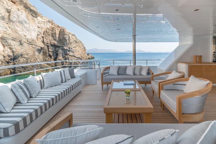 luxury superyacht salon, luxury wellness, superyacht vacations Greece