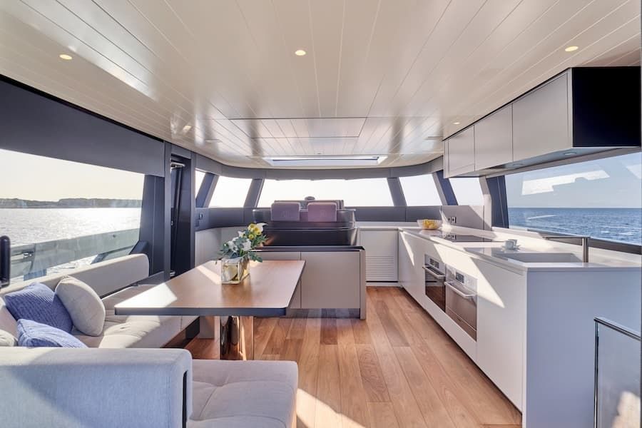 luxury salon, luxury yacht charter Greece, Greek Islands yachting