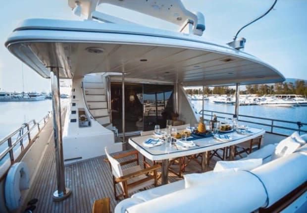 yacht deck, motor yacht charter Greek Islands, Athens yachts