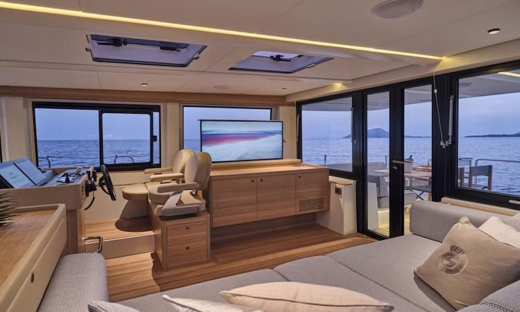 yacht salon, island hopping Cyclades, motor yacht charter