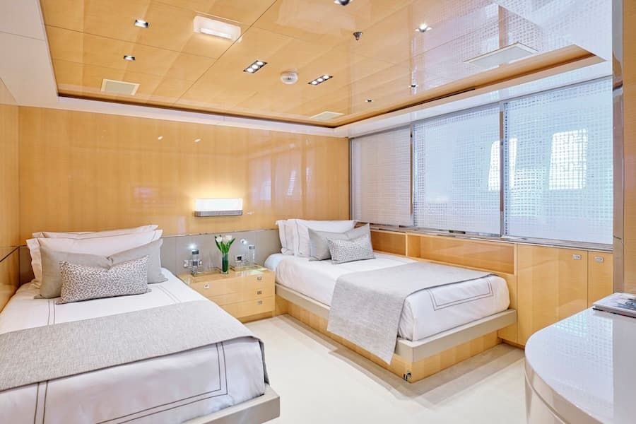 luxury twin beds, luxury living, superyacht charter Greece